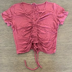 Burgundy Tie Top Cropped